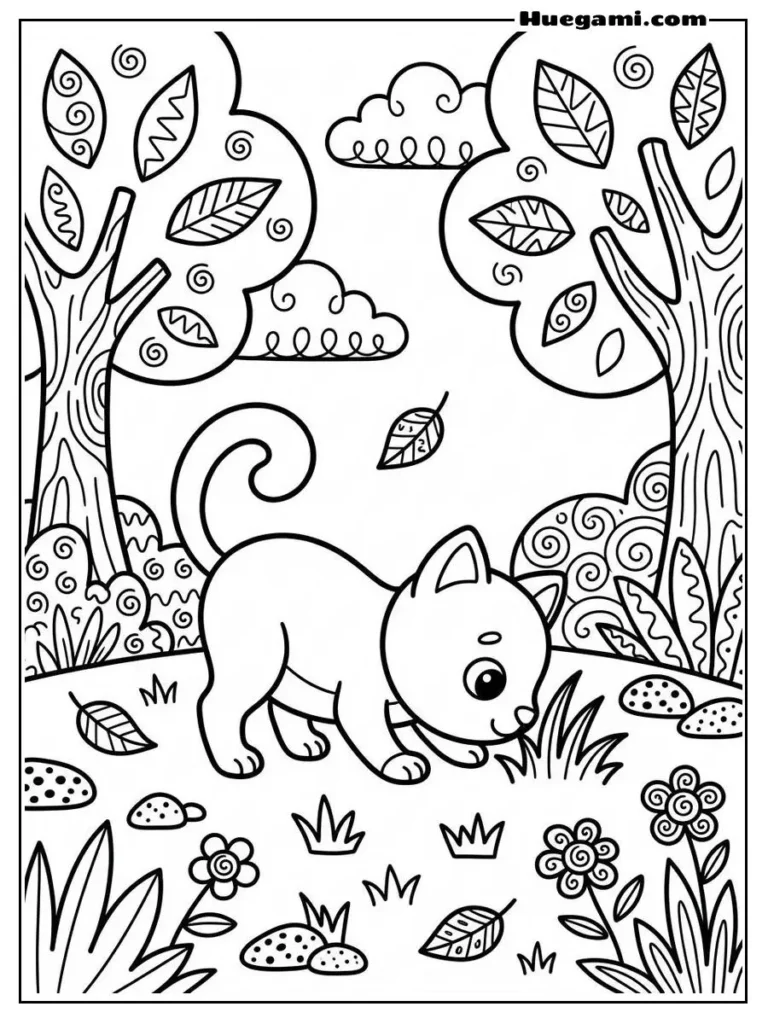 Cute Cat Sniffing On The Ground