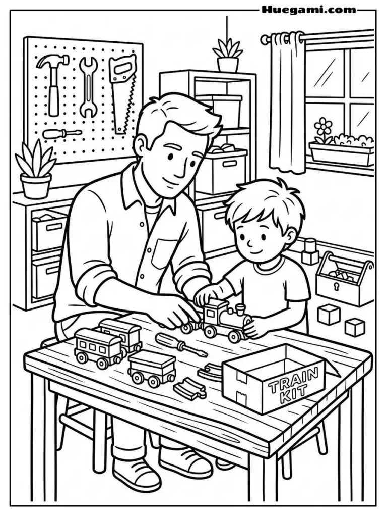 Dad And Me Fixing Things Illustration