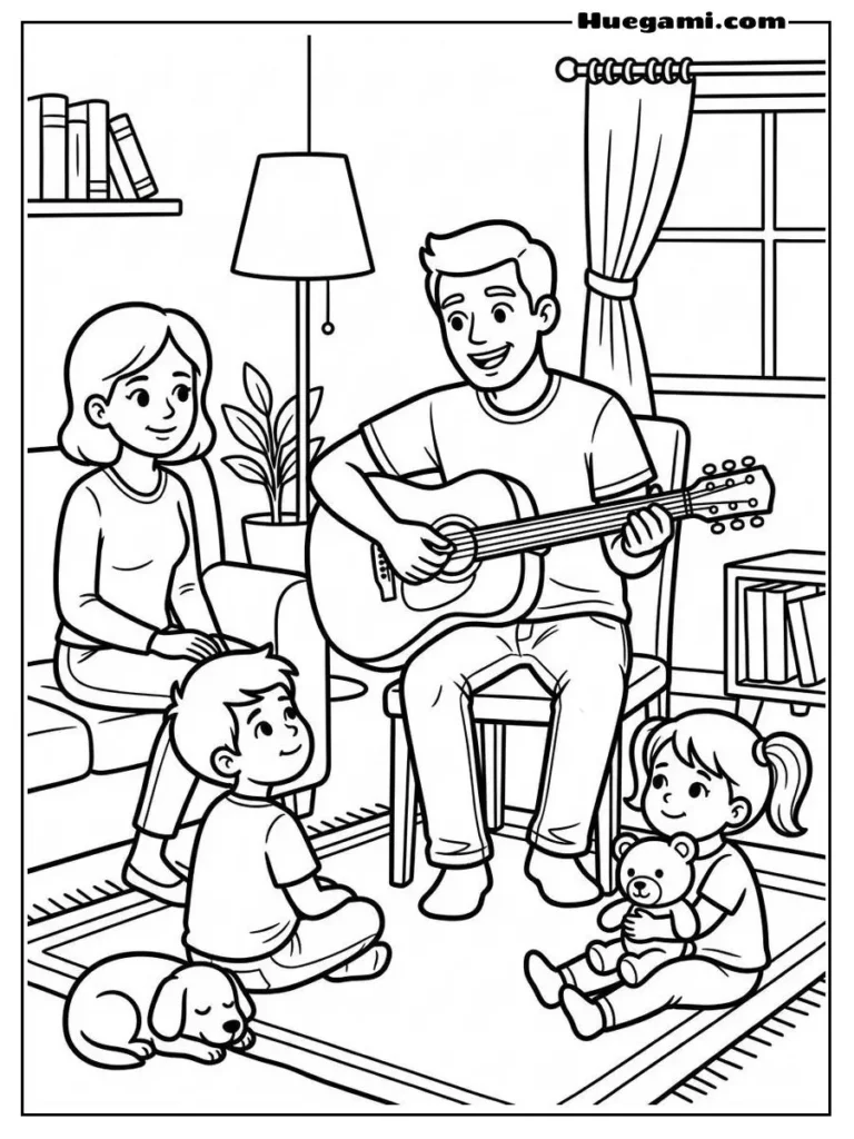 Dad Playing Guitar Illustration