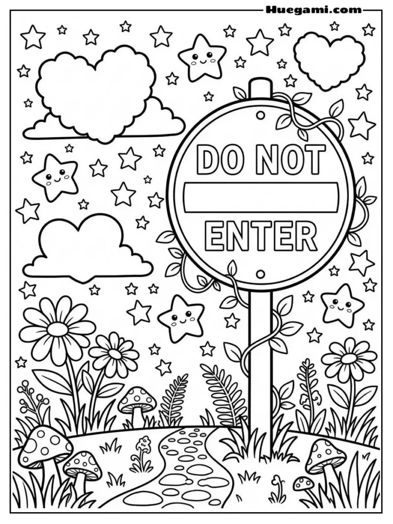Do Not Enter With Floating Stars Illustration