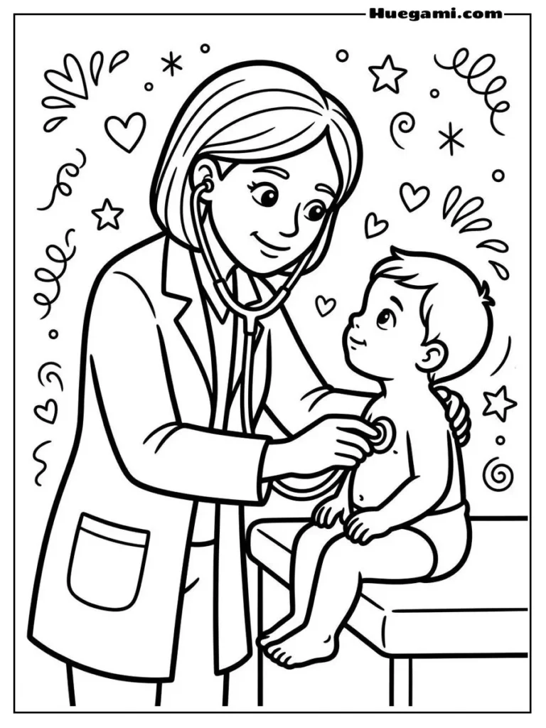 Doctor Checking Child Illustration