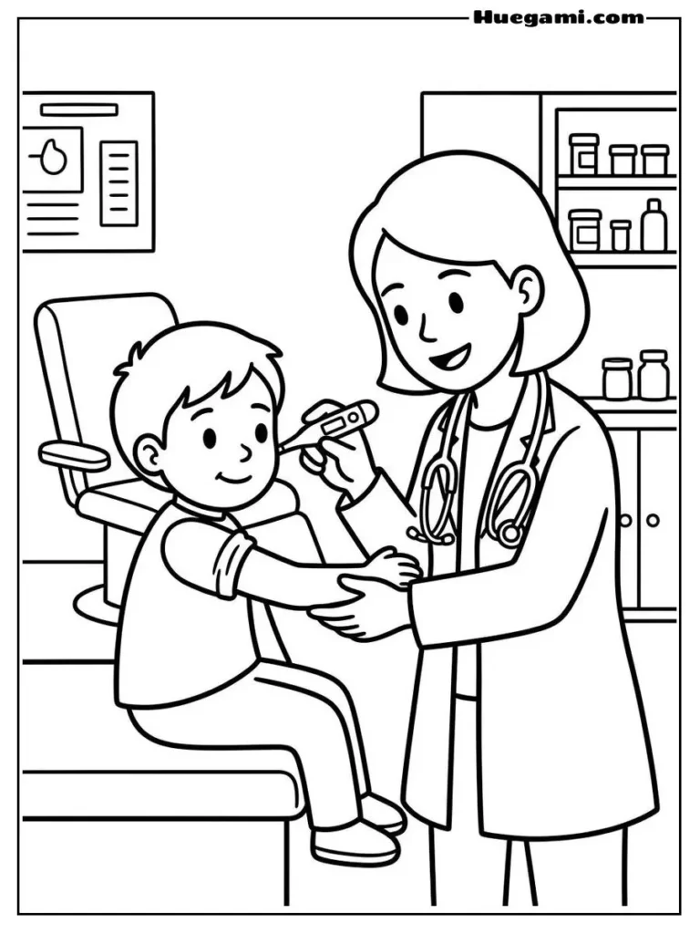 Doctor Checking Temperature Illustration