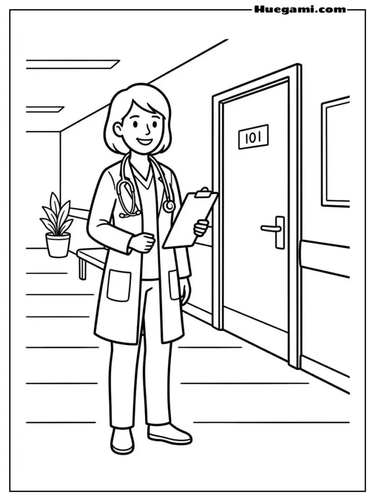 Doctor In Hospital Hallway Illustration