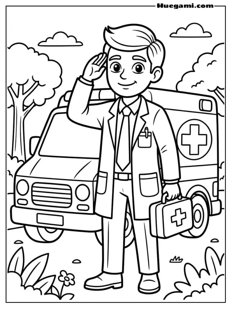 Doctor With Ambulance Illustration