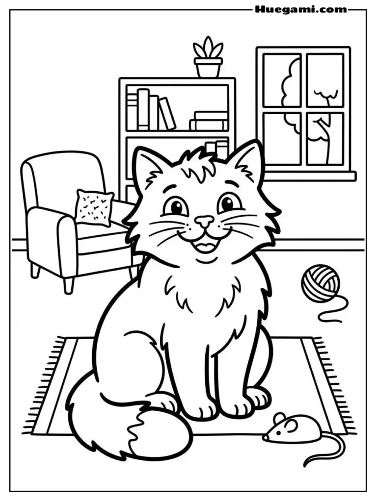 Furry Cat Smiling In A Room