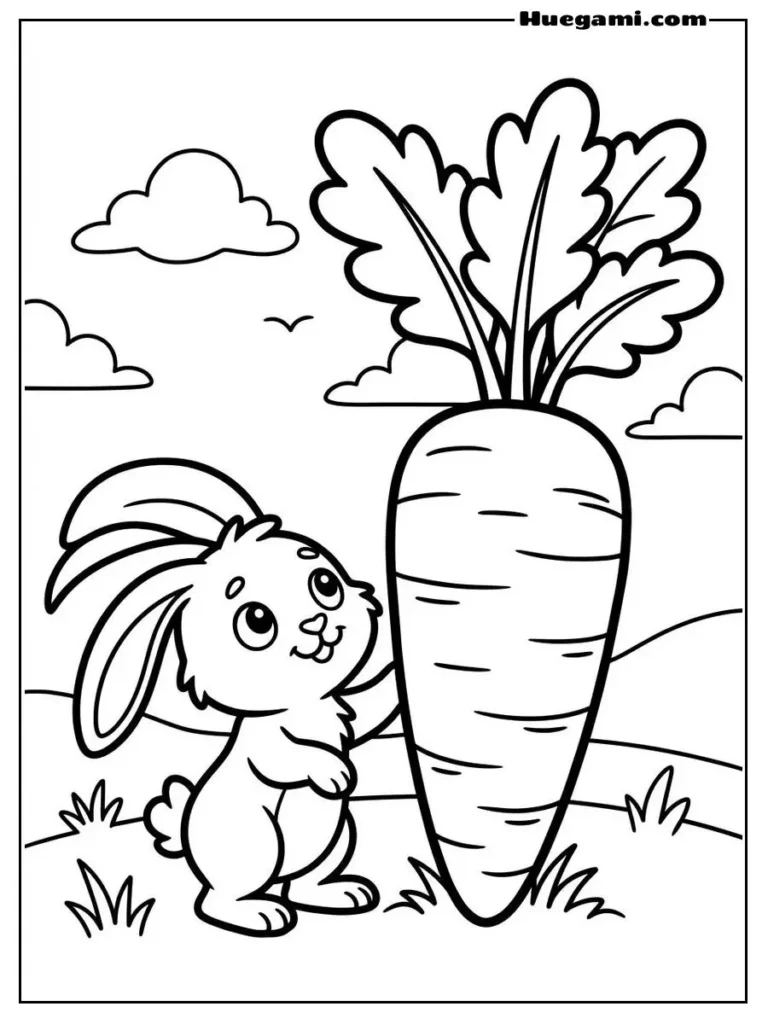 Giant Carrot Next To A Bunny Illustration