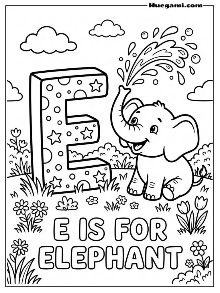 Letter E For Elephant Illustration