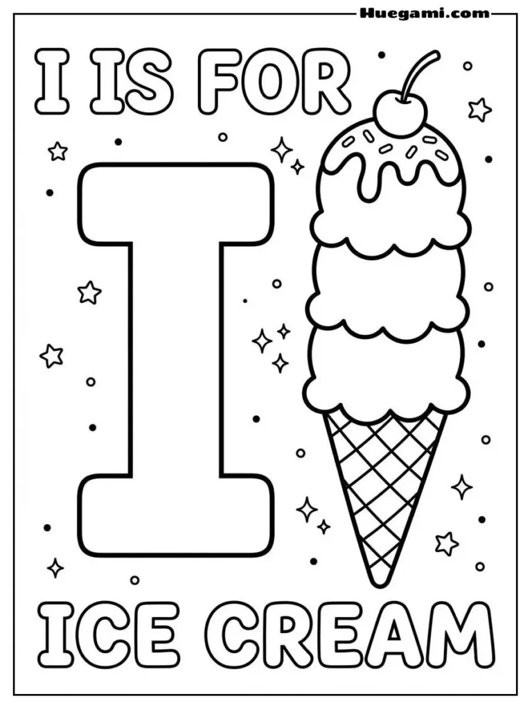 Letter I For Ice Cream Illustration