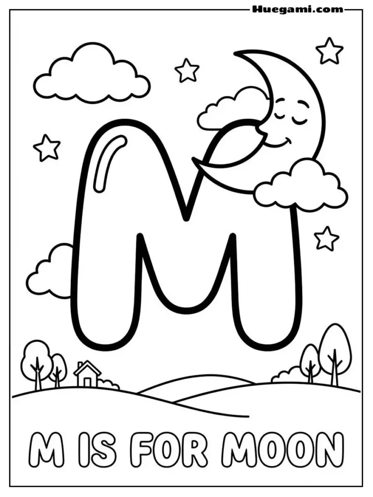 Letter M For Moon Illustration