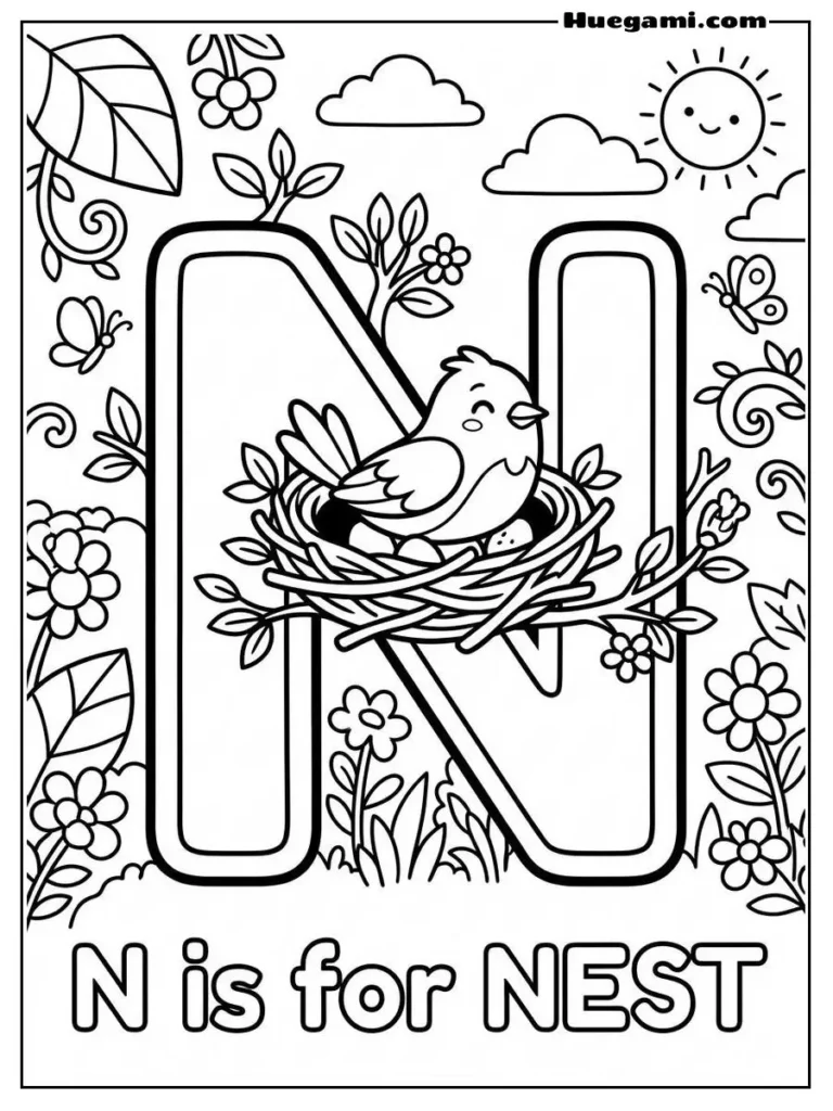 Letter N For Nest Illustration