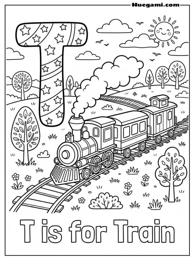 Letter T For Train Illustration
