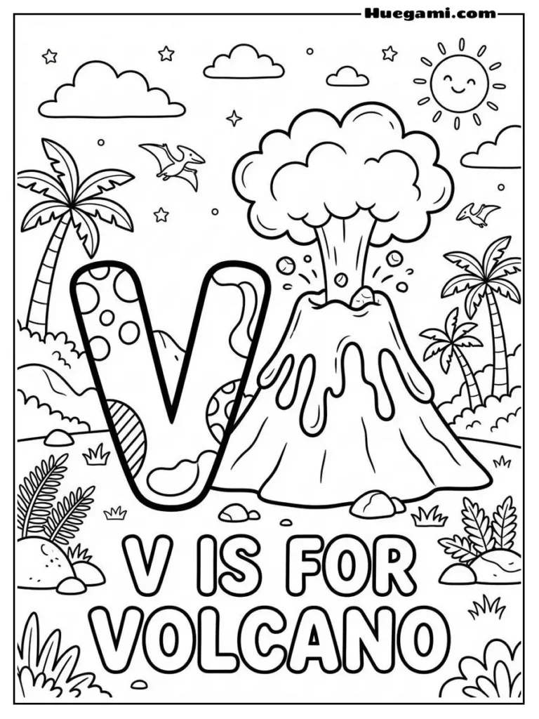 Letter V For Volcano Illustration
