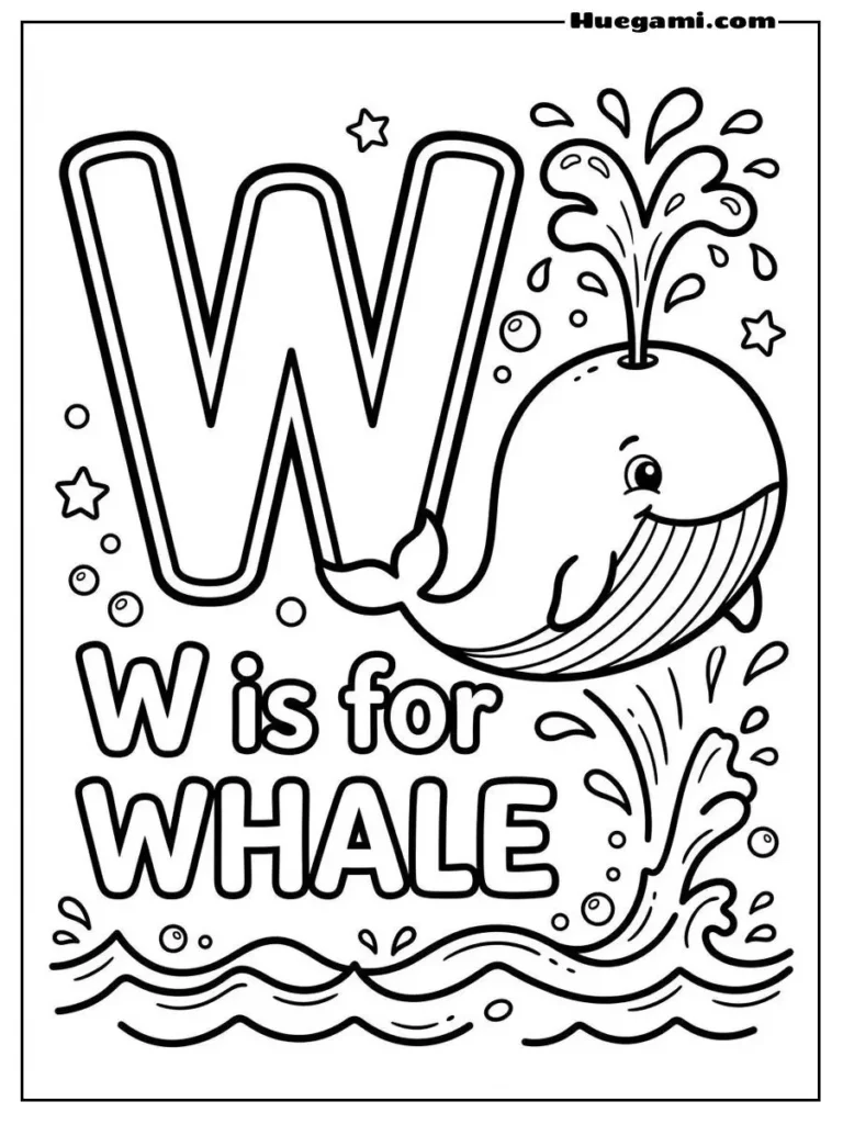 Letter W For Whale Illustration
