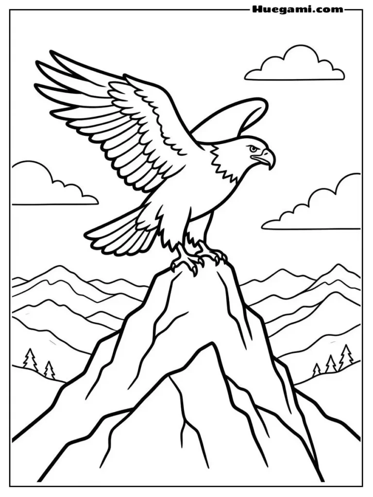 Free Printable Eagle Coloring Sheets for Kids 11 Majestic Eagle On Mountain Peak