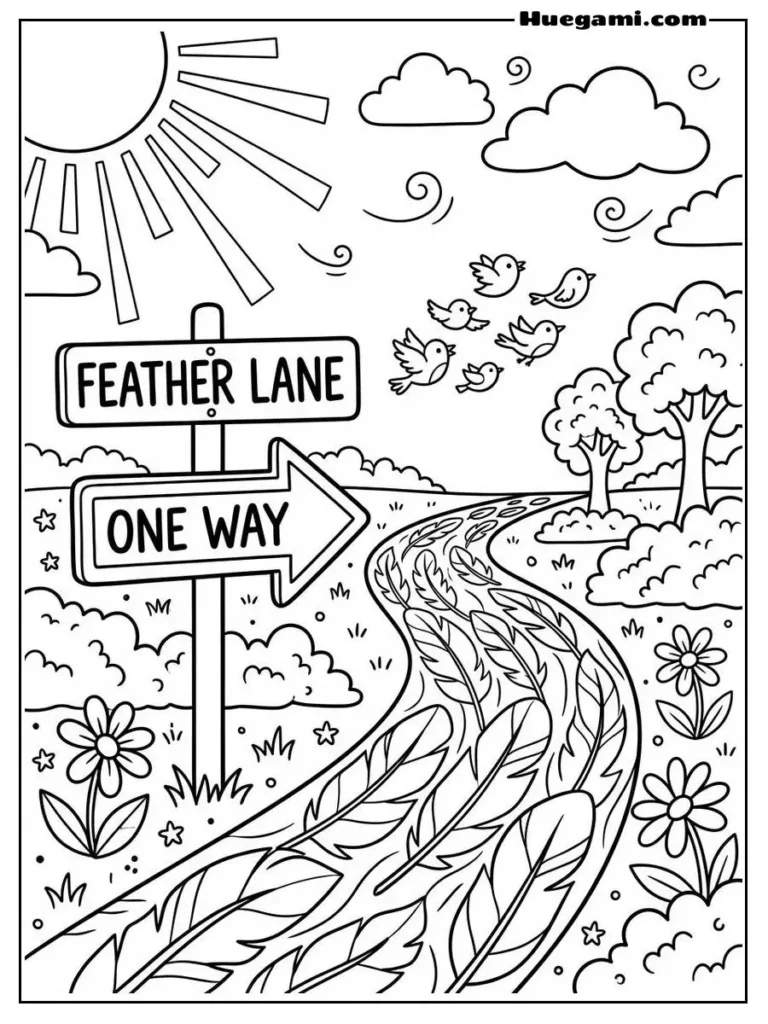 One Way Feather Lane Illustration