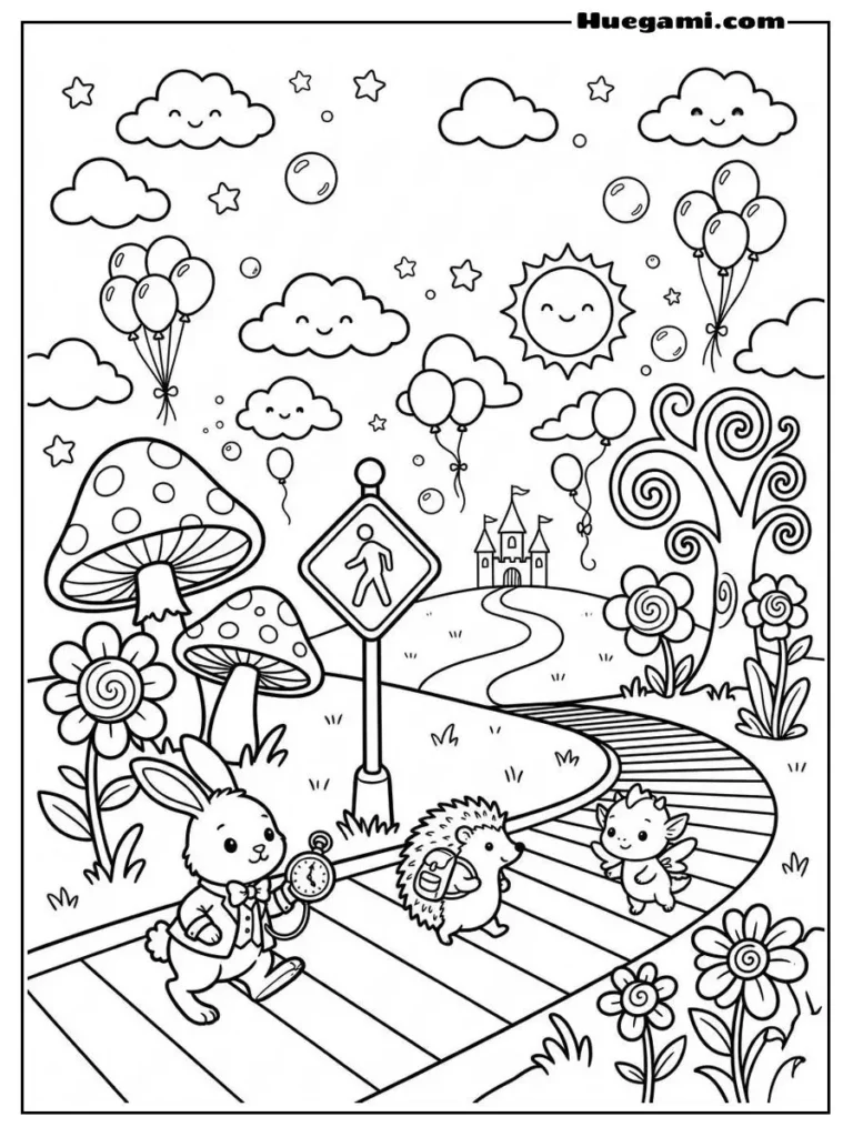 Pedestrian Crossing Wonderland Illustration