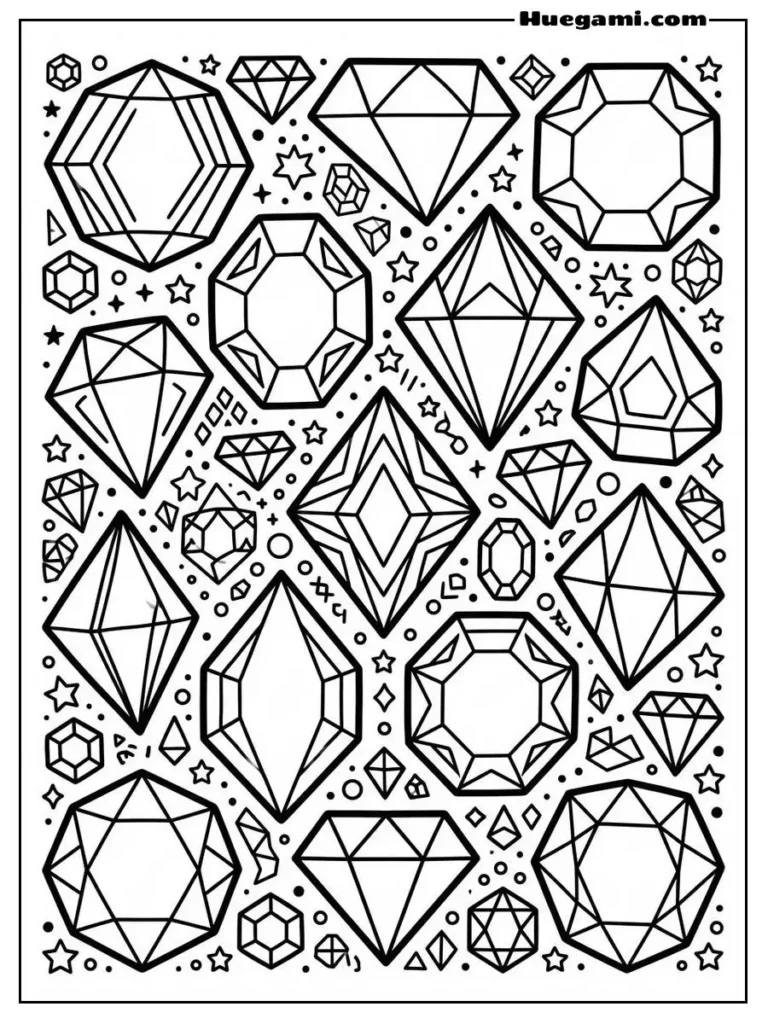 Diamonds Coloring Sheets: Free Printables for All Ages 7 Polygon Diamond Shapes
