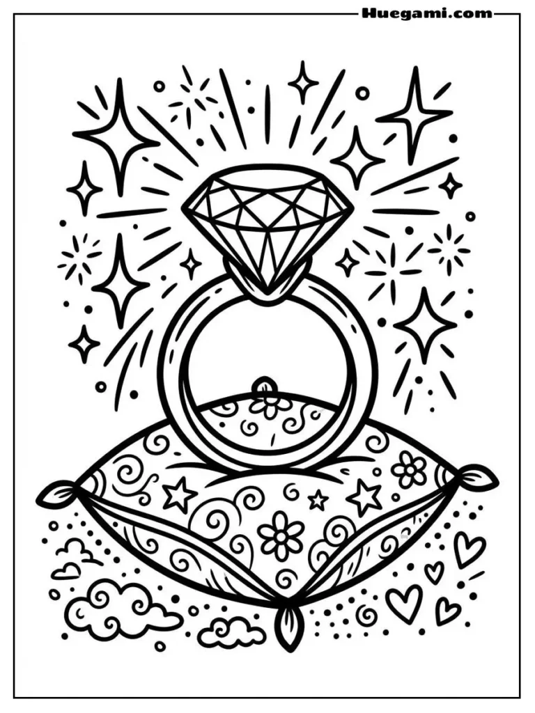 Diamonds Coloring Sheets: Free Printables for All Ages 5 Rings And Sparkles Diamond