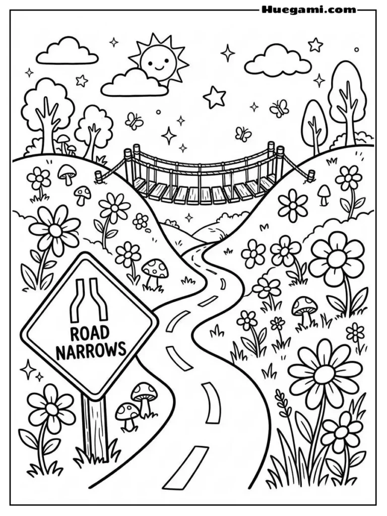 Road Narrows Enchanted Passage Illustration
