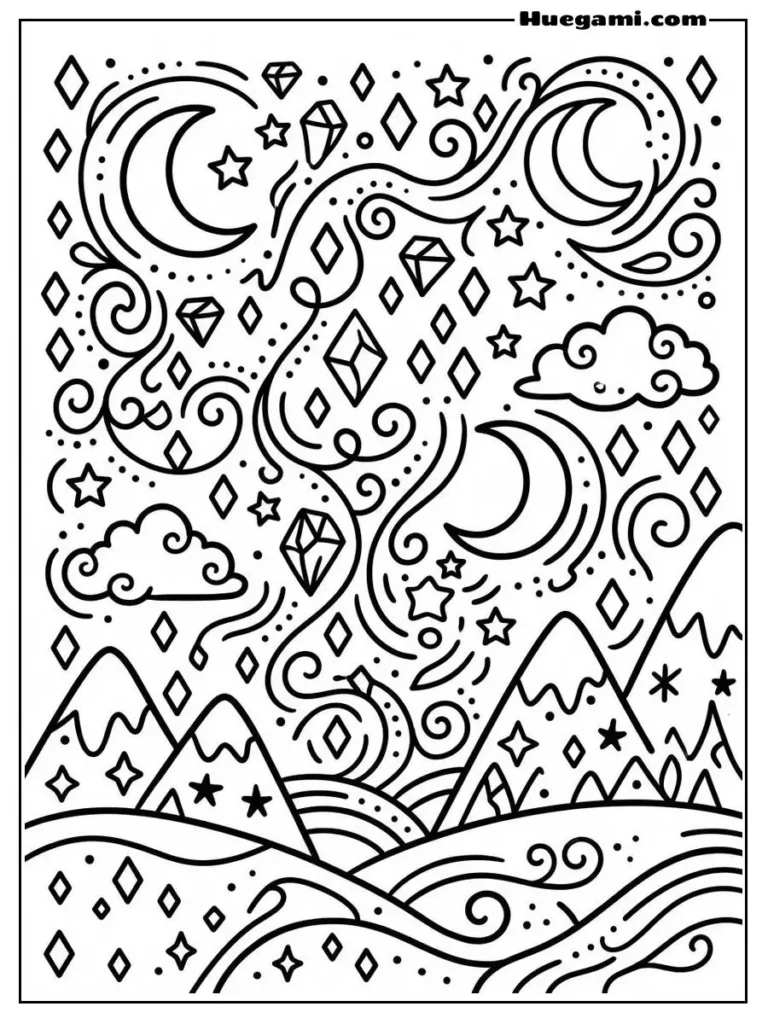 Diamonds Coloring Sheets: Free Printables for All Ages 10 Small Diamonds And Stars