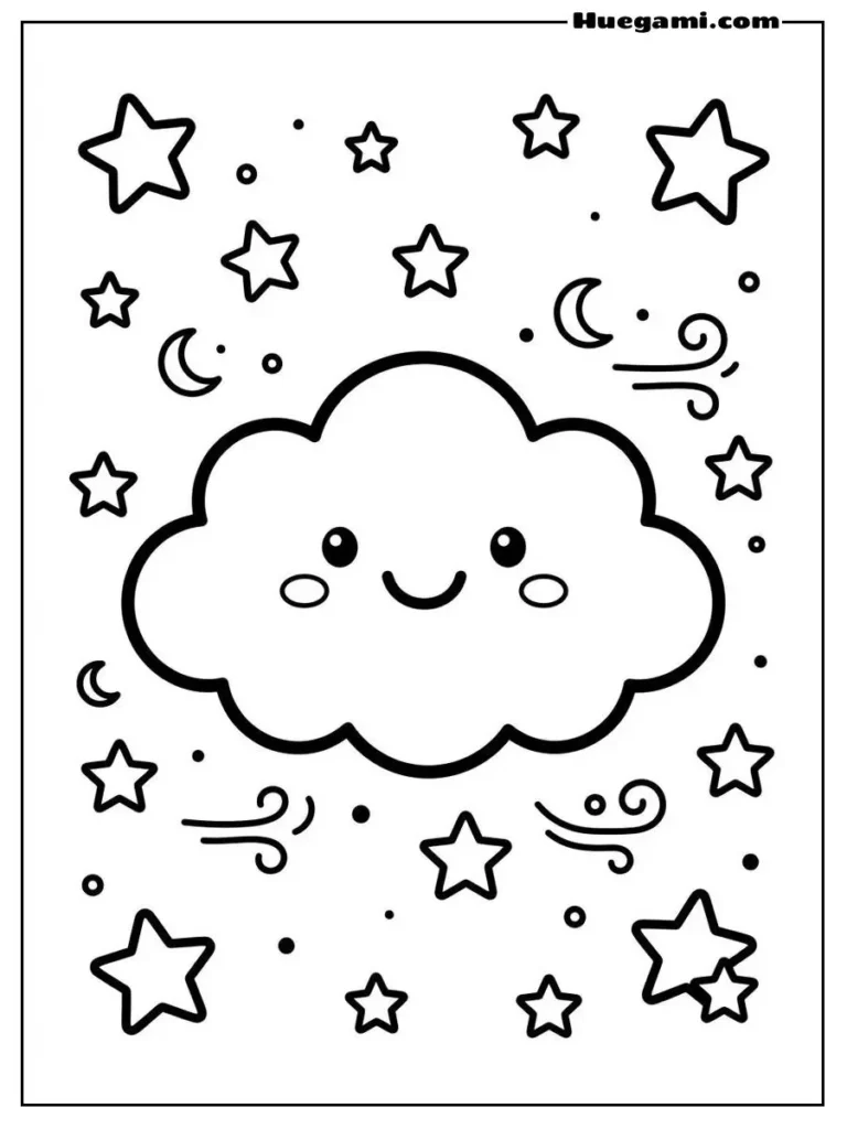 Free Printable Cloud Coloring Sheets for Kids 25 Smiling Cloud In The Sky Illustration