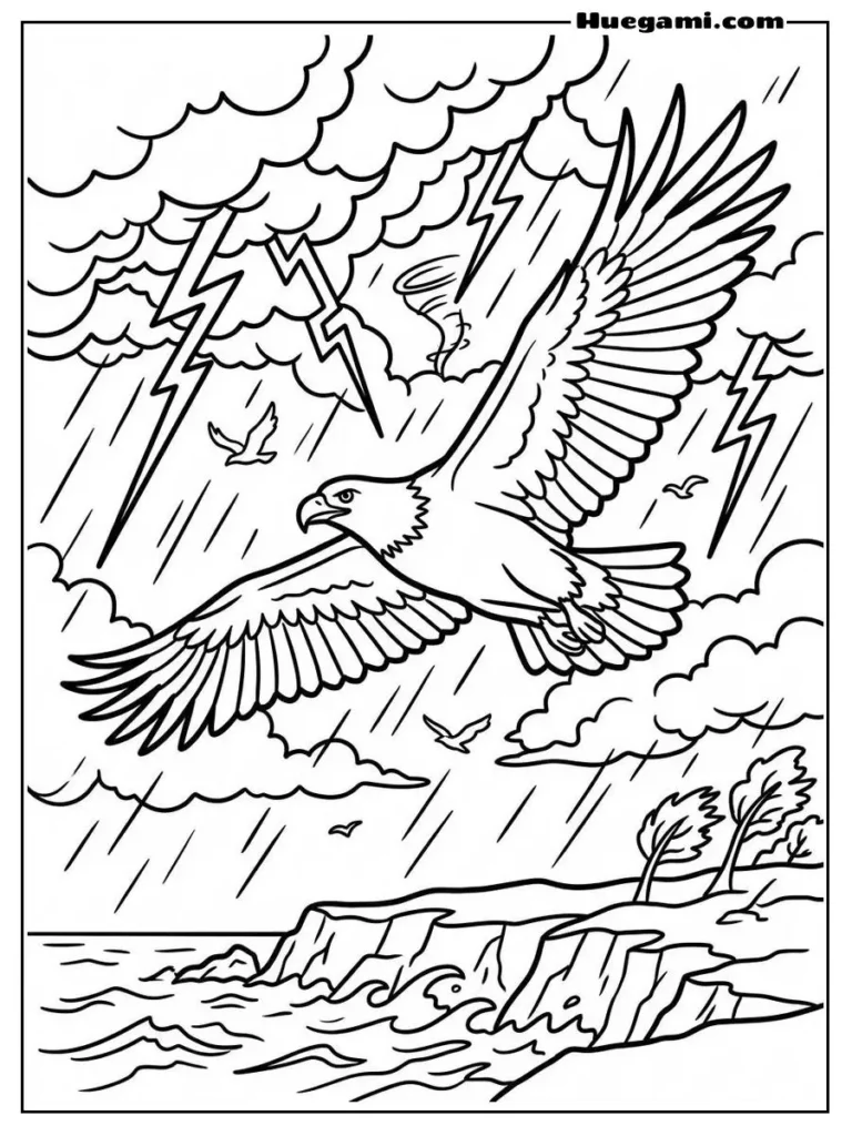 Free Printable Eagle Coloring Sheets for Kids 10 Stormy Flight