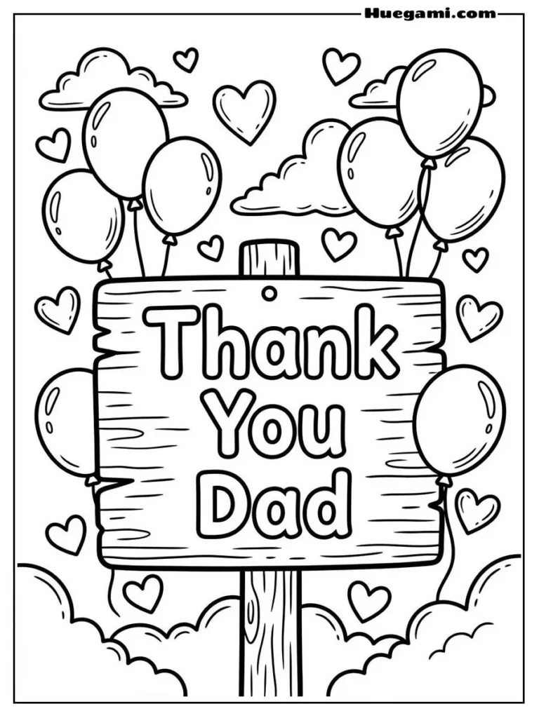 Thank You Dad Balloon Sign Illustration