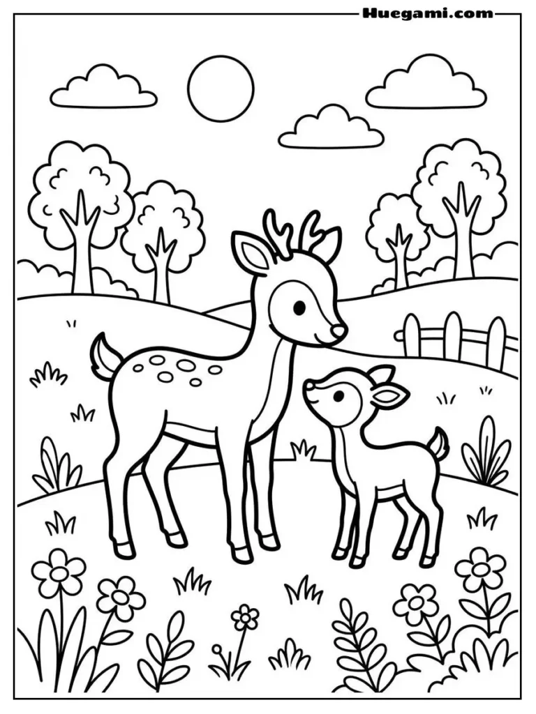 Free Printable Deer Coloring Sheets for Kids 10 Two Lovely Deers Enjoying